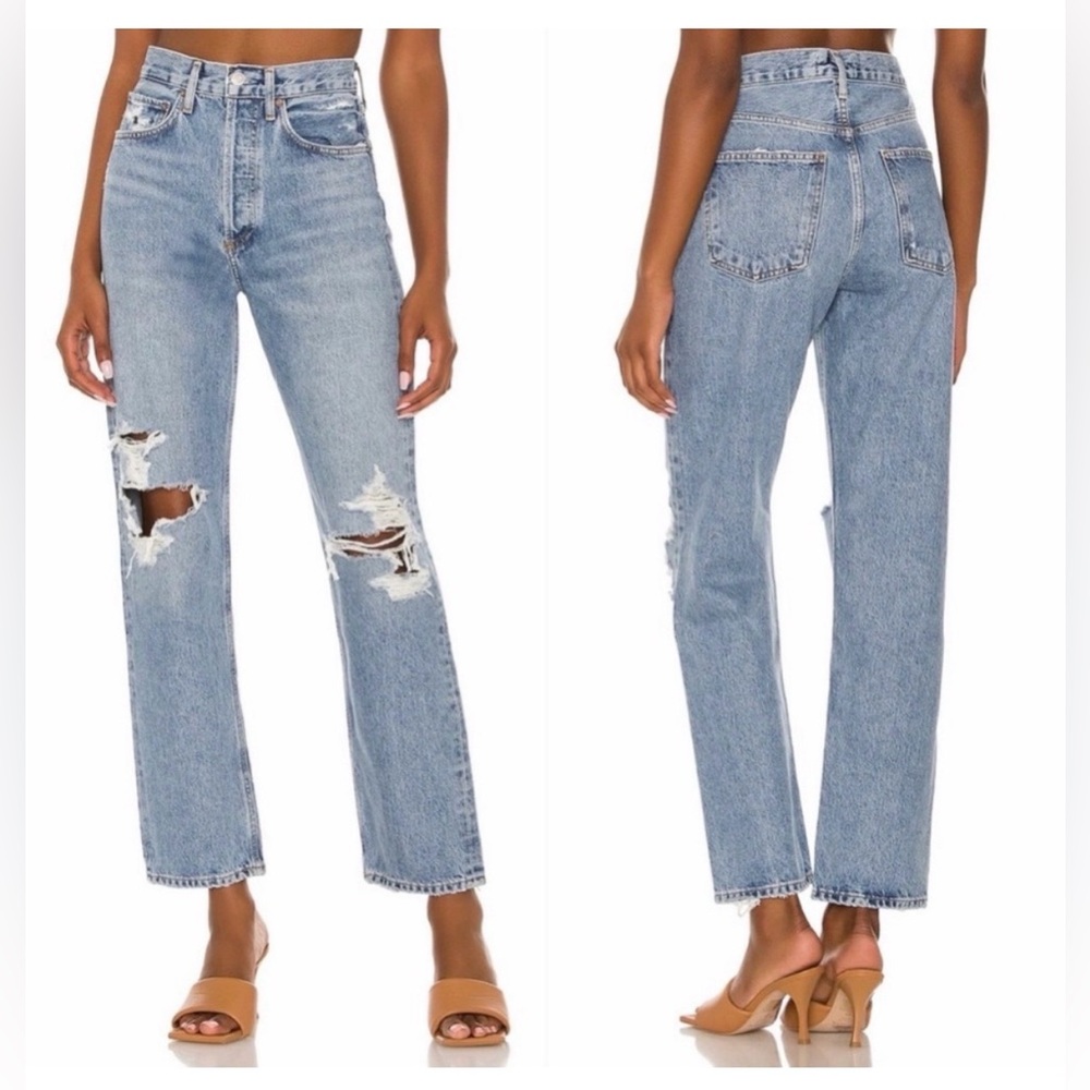 Agolde 90s Pinch Waist Distressed Jeans - Size 28